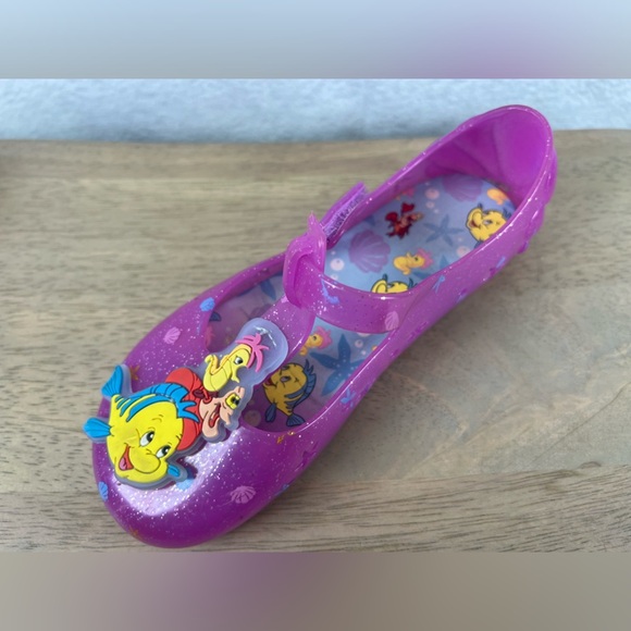 Disney Ariel‎ Jelly Sandals Little Mermaid Flat With Strap Girl's Size 12 - Picture 4 of 7